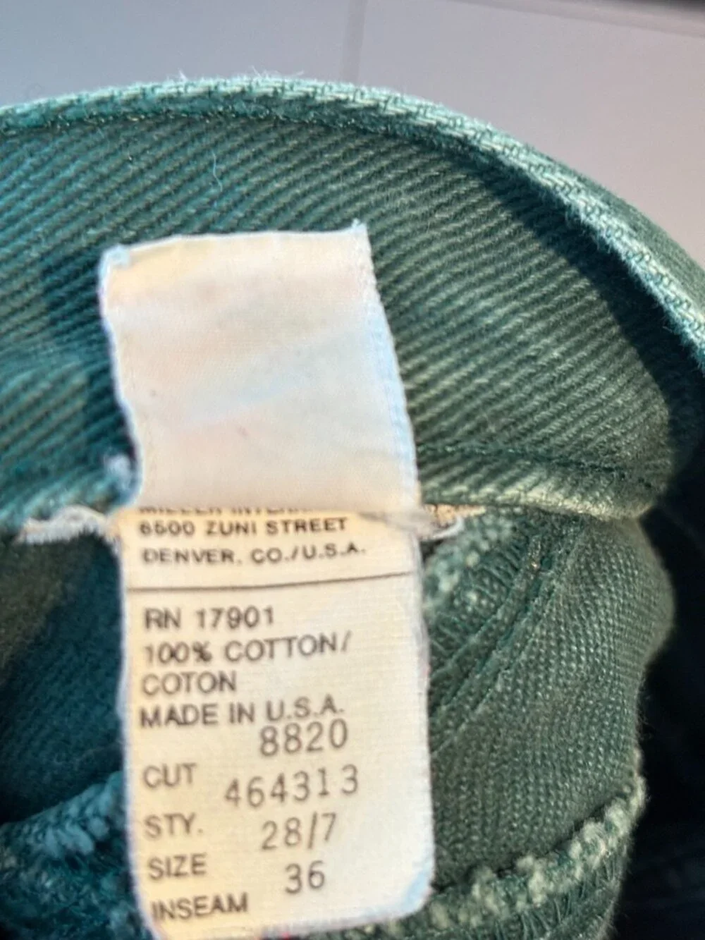 VTG Rockies Jeans 28/7 Green High Waist Bareback Western Denim 80s Made in USA